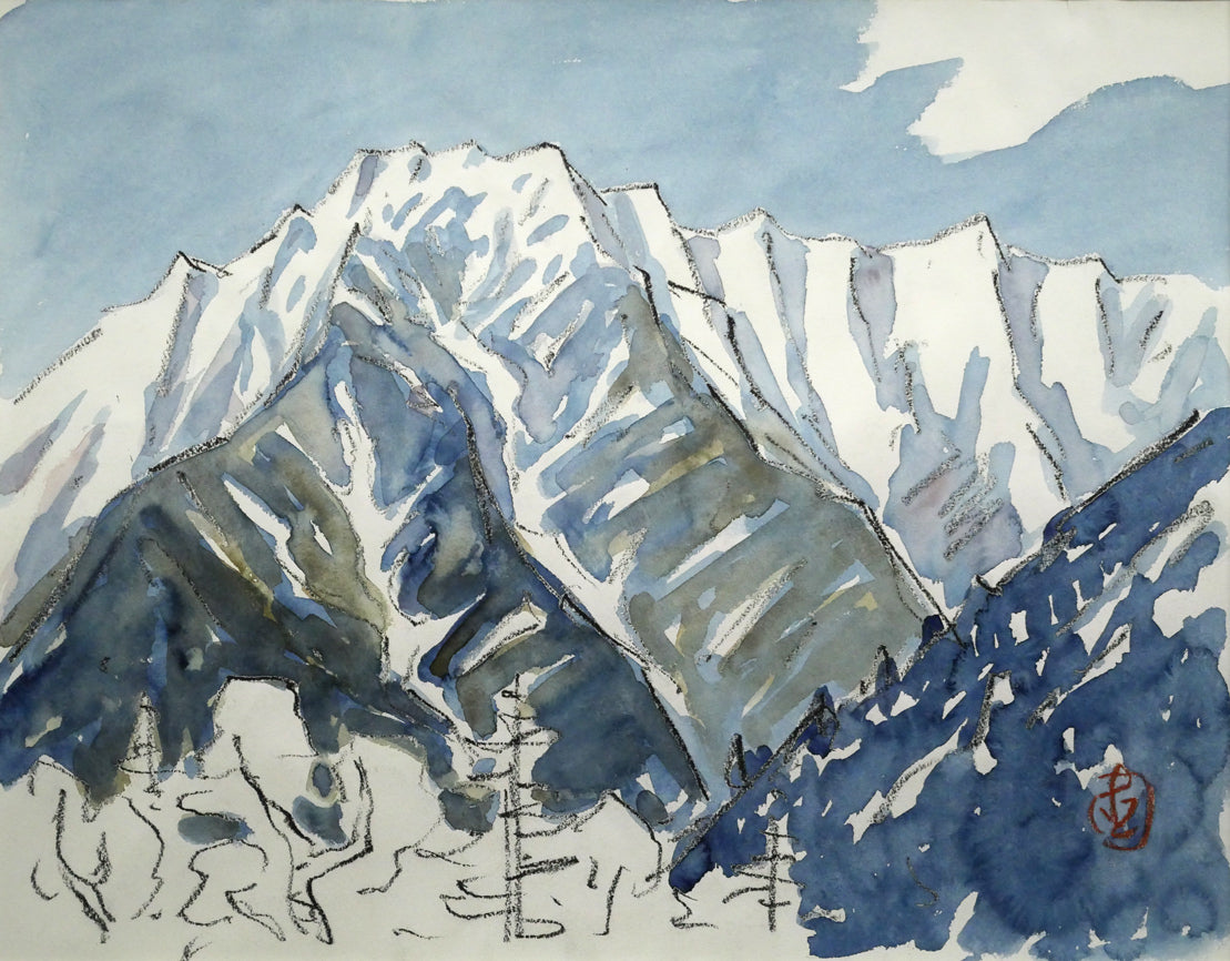 坂本直行「石狩岳（両面作品）」水彩画・6号 絵画買取・販売の小竹美術