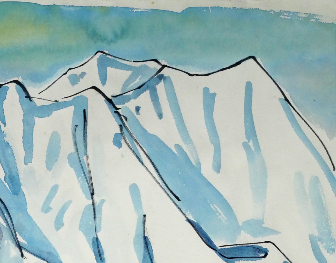 坂本直行「石狩岳（両面作品）」水彩画・6号 絵画買取・販売の小竹美術