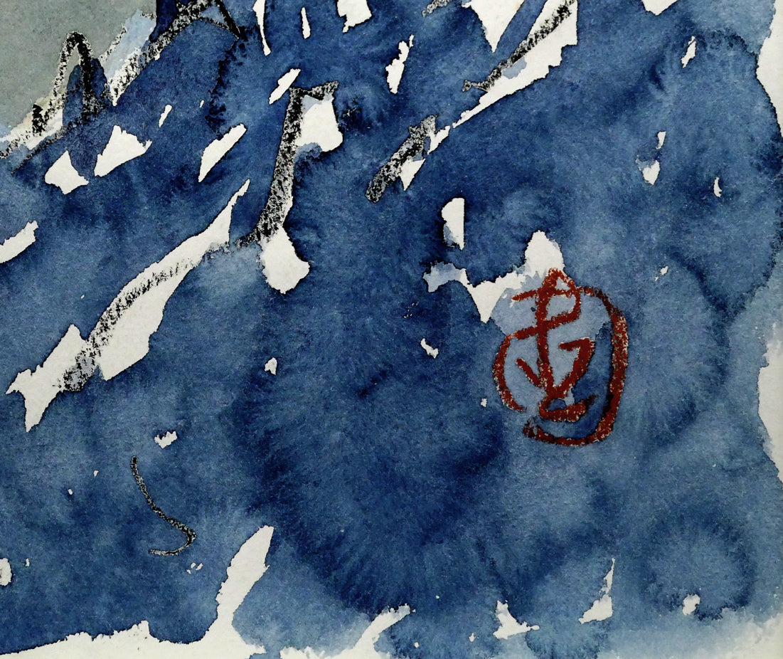 坂本直行「石狩岳（両面作品）」水彩画・6号 絵画買取・販売の小竹美術