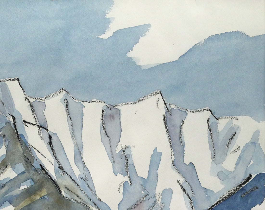 坂本直行「石狩岳（両面作品）」水彩画・6号 絵画買取・販売の小竹美術
