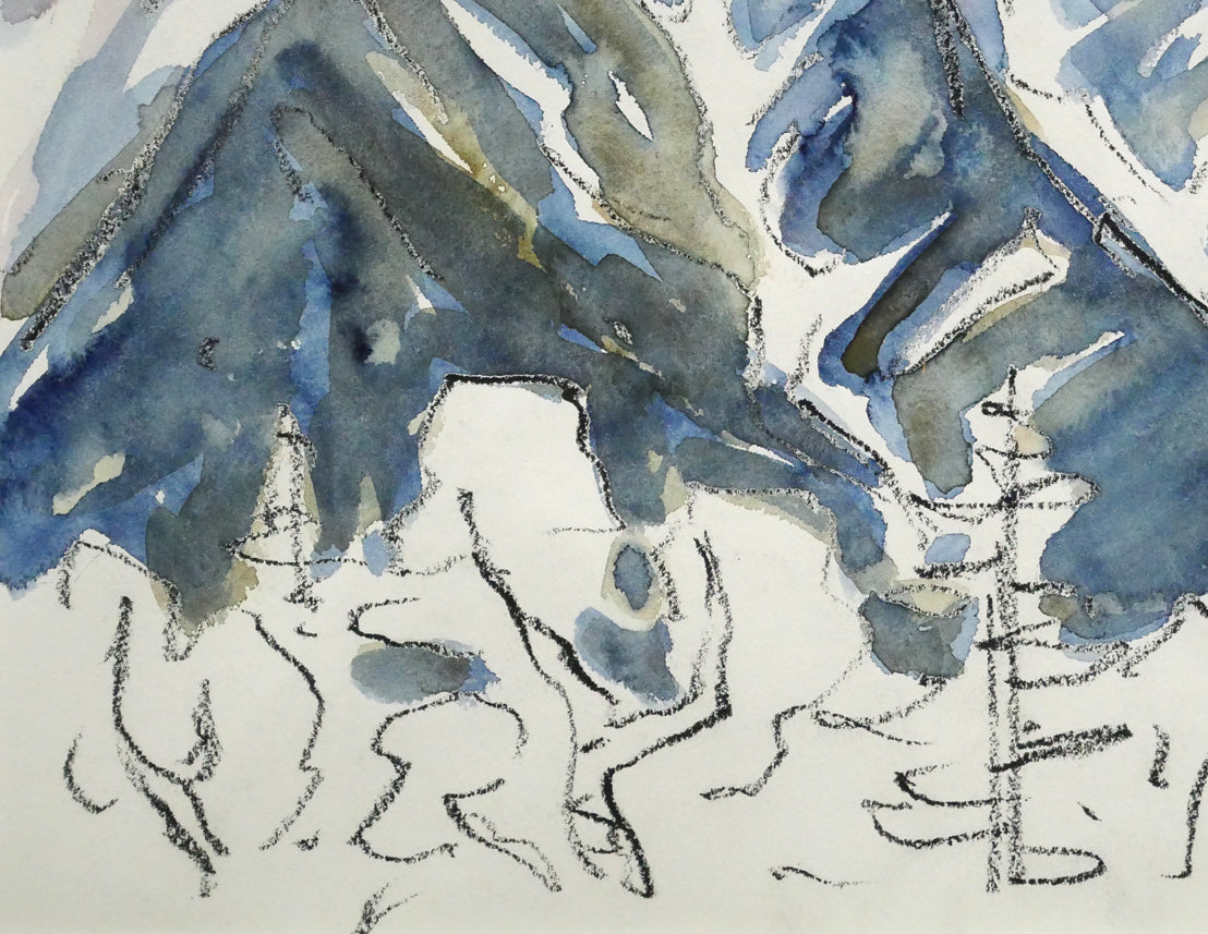 坂本直行「石狩岳（両面作品）」水彩画・6号 絵画買取・販売の小竹美術