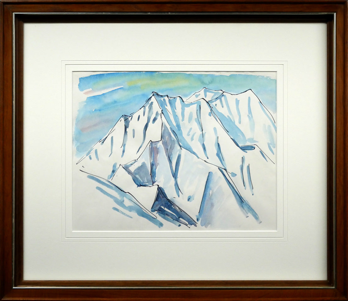 坂本直行「石狩岳（両面作品）」水彩画・6号 絵画買取・販売の小竹美術