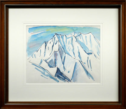 坂本直行「石狩岳（両面作品）」水彩画・6号　②額装画像
