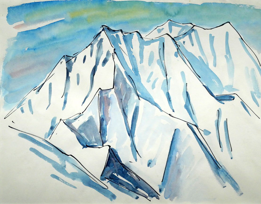 坂本直行「石狩岳（両面作品）」水彩画・6号 絵画買取・販売の小竹美術