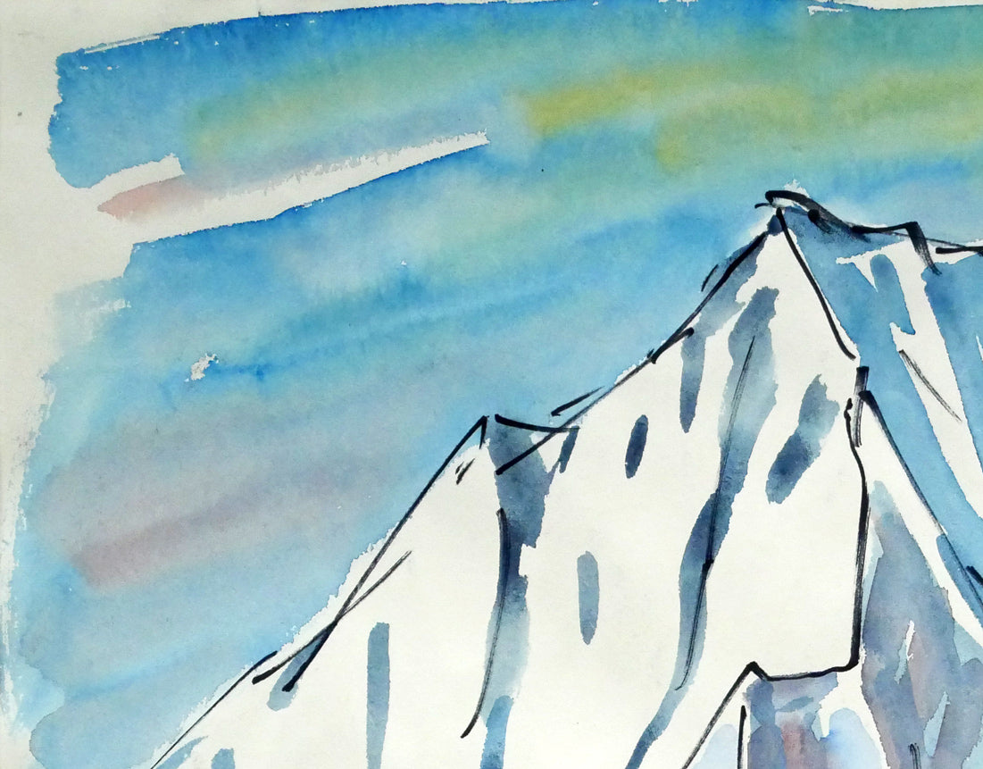 坂本直行「石狩岳（両面作品）」水彩画・6号　②拡大画像1