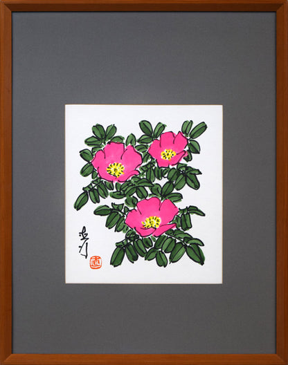 坂本直行「はまなし」水彩画・色紙