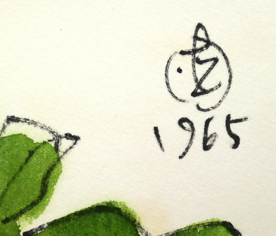 坂本直行「はまなし」水彩画・SM　サイン・年記（1965年作）