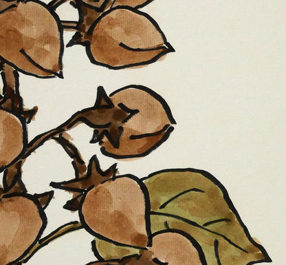 坂本直行「桐の実」水彩画・6号　拡大画像3