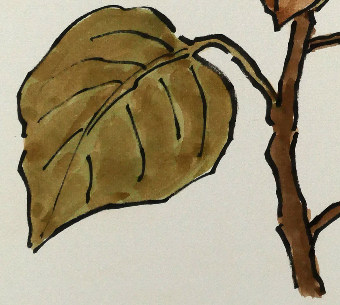 坂本直行「桐の実」水彩画・6号　拡大画像4