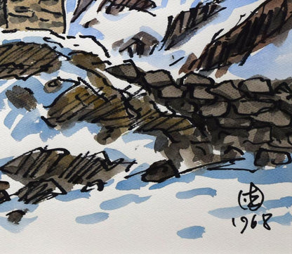坂本直行「ナムチェにて（ネパール）」水彩画・6号　拡大画像5