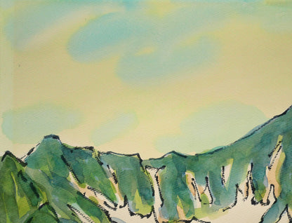 坂本直行「夏のエサオマントッタベツ岳（札内岳より）」水彩画・6号　拡大画像1