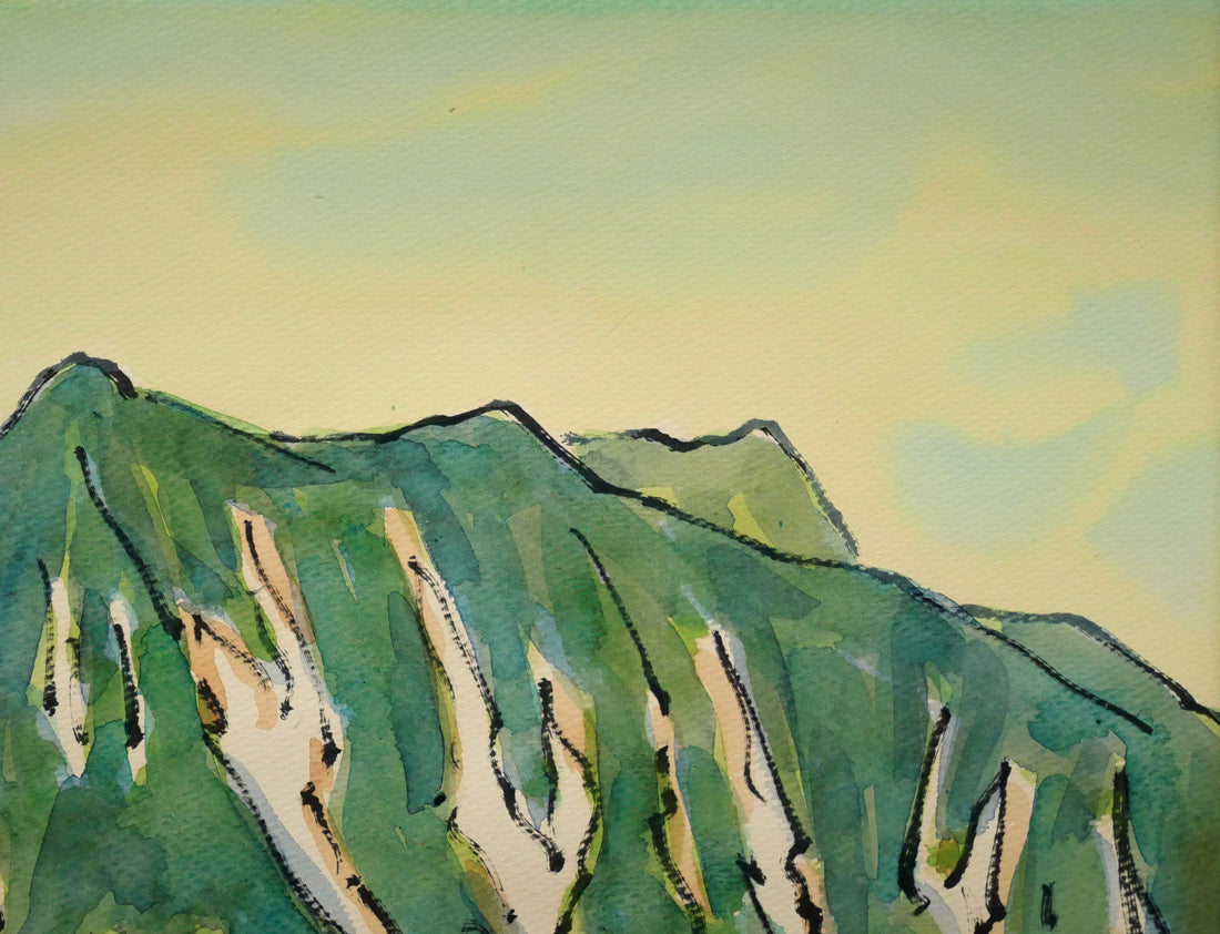 坂本直行「夏のエサオマントッタベツ岳（札内岳より）」水彩画・6号　拡大画像2