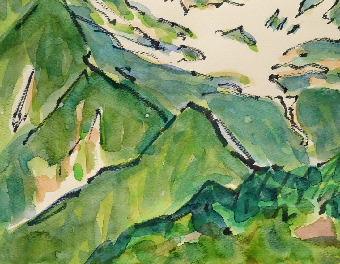 坂本直行「夏のエサオマントッタベツ岳（札内岳より）」水彩画・6号　拡大画像3