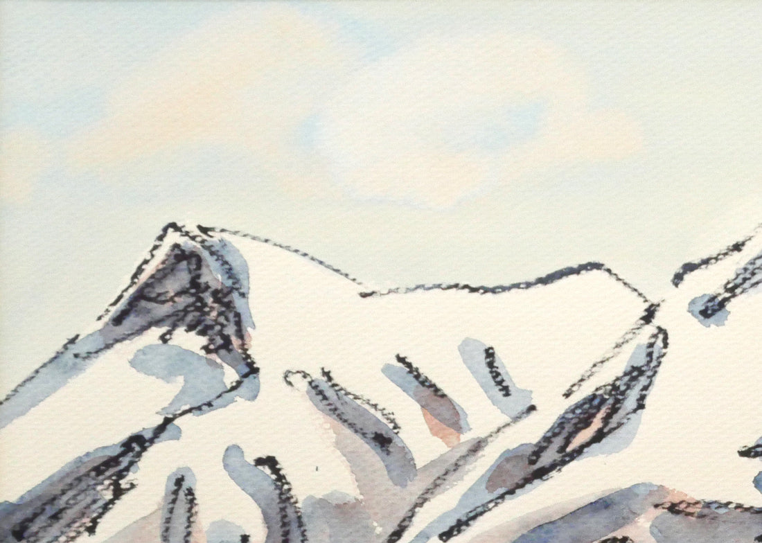 坂本直行「布部よりアシベツ北部」水彩画・F4号　拡大画像1