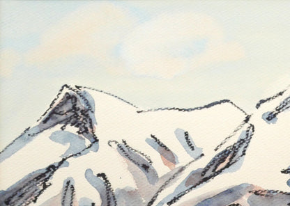 坂本直行「布部よりアシベツ北部」水彩画・F4号　拡大画像1