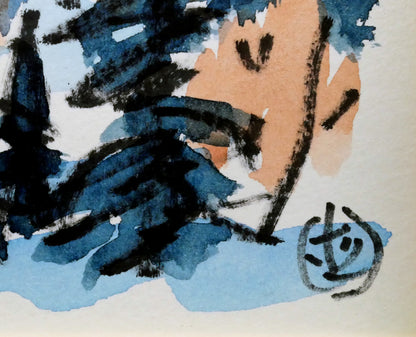 坂本直行「早春のムイネシリ（無意根山）」水彩画・SM　サイン拡大画像