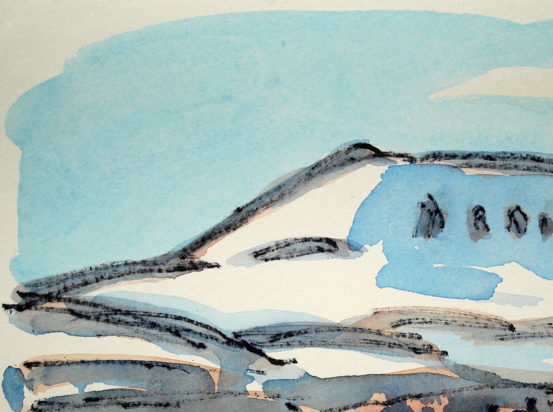 坂本直行「早春のムイネシリ（無意根山）」水彩画・SM　拡大画像1