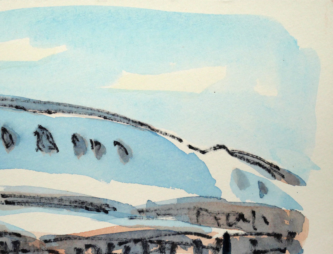 坂本直行「早春のムイネシリ（無意根山）」水彩画・SM　拡大画像2