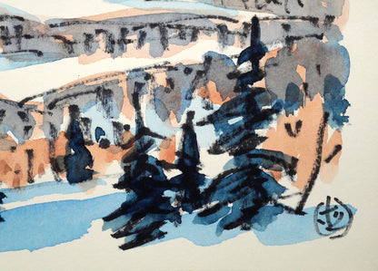 坂本直行「早春のムイネシリ（無意根山）」水彩画・SM　拡大画像4