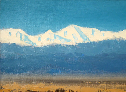 坂本直行「初冬の日高連峰」油絵・F4号　拡大画像1