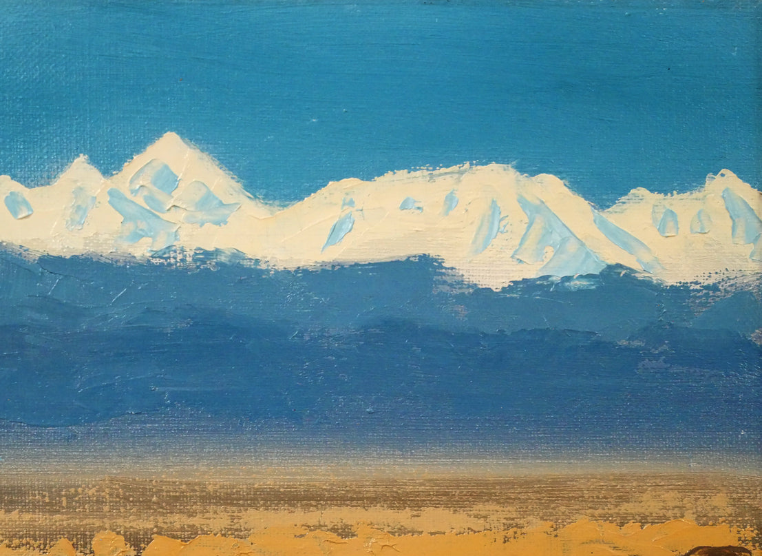 坂本直行「初冬の日高連峰」油絵・F4号 – 小竹美術