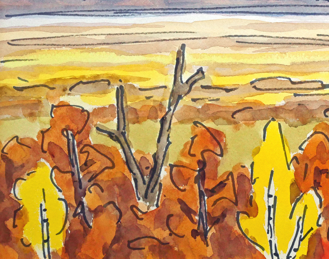 坂本直行「初冬の日高連峰」水彩画・F6号　拡大画像4