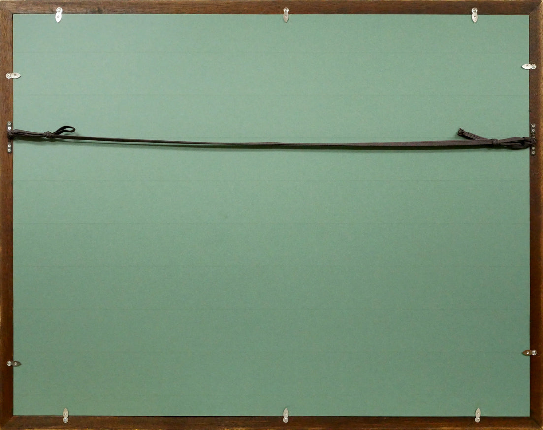 坂本直行「初冬の霧多布湿原と斜里岳・海別岳の遠望」油絵・M15号　額縁裏側画像