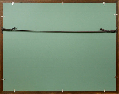 坂本直行「初冬の霧多布湿原と斜里岳・海別岳の遠望」油絵・M15号　額縁裏側画像