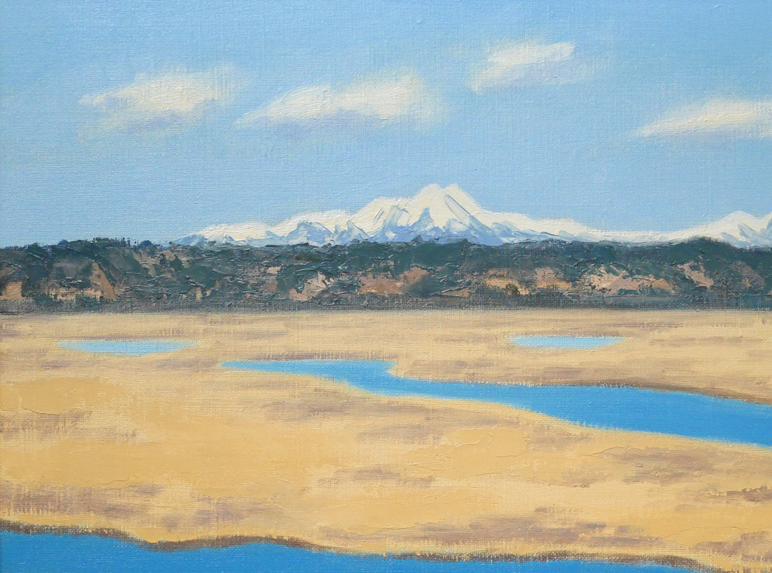 坂本直行「初冬の霧多布湿原と斜里岳・海別岳の遠望」油絵・M15号 絵画