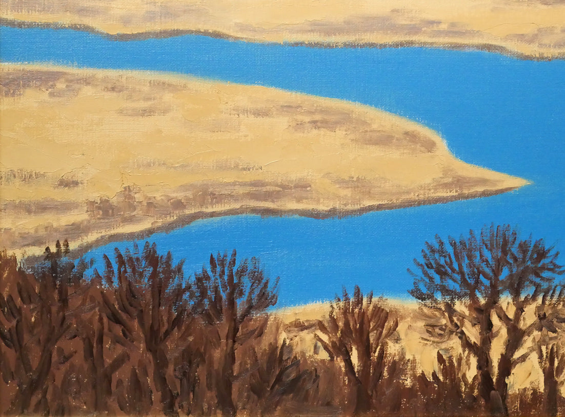 坂本直行「初冬の霧多布湿原と斜里岳・海別岳の遠望」油絵・M15号 絵画