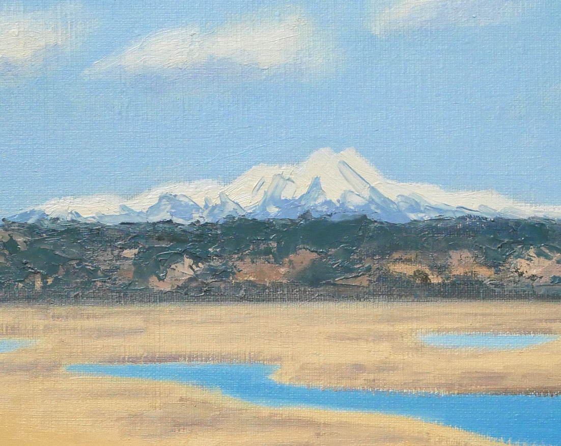 坂本直行「初冬の霧多布湿原と斜里岳・海別岳の遠望」油絵・M15号 絵画