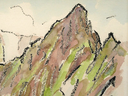 坂本直行「十勝岳」水彩画・3号小　拡大画像2