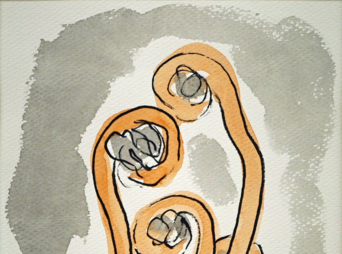 坂本直行「ぜんまい」水彩画（19×16cm）　拡大画像1