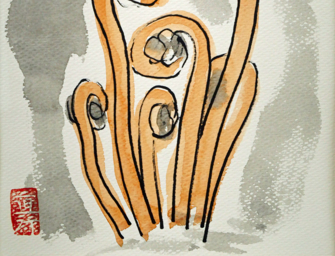 坂本直行「ぜんまい」水彩画（19×16cm）　拡大画像2