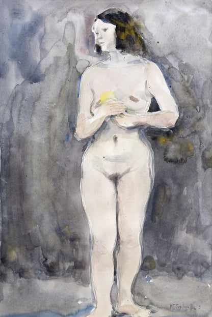 桜井慶治「裸婦」水彩画・5号　作品全体画像
