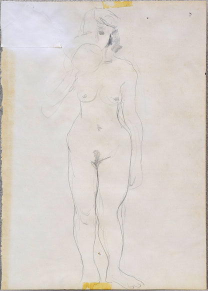 桜井慶治「裸婦」水彩画・5号　作品裏側画像