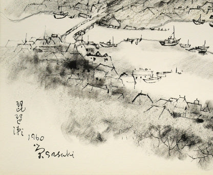 佐々木栄松「琵琶瀬（北海道厚岸郡浜中町）」コンテ・8号　拡大画像3