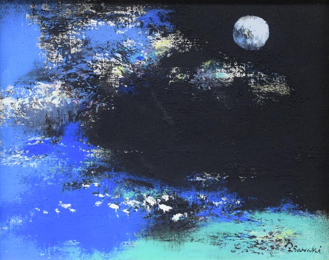 佐々木栄松「釧路湿原」油絵・F3号　作品全体拡大画像