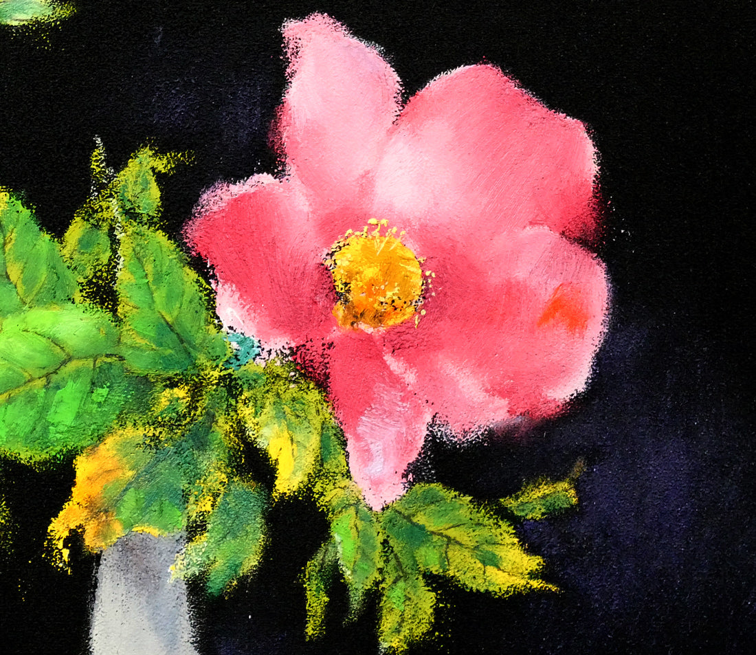 佐々木栄松「ハマナス」油絵・F6号　拡大画像4