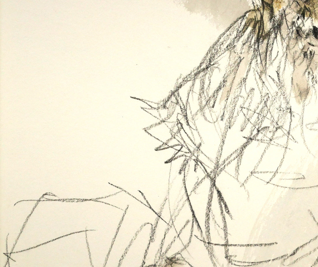 佐々木栄松「洞穴の老人」水彩画・6号　拡大画像2