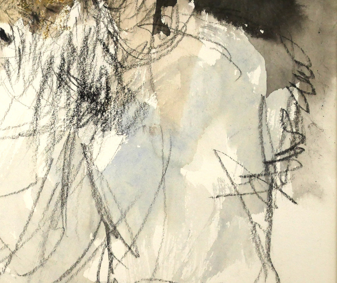 佐々木栄松「洞穴の老人」水彩画・6号　拡大画像3