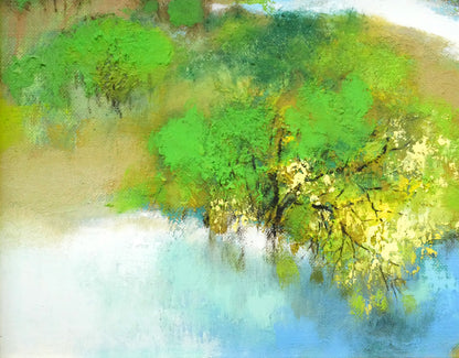 佐々木栄松「釧路湿原（緑）」油絵・F6号　拡大画像4