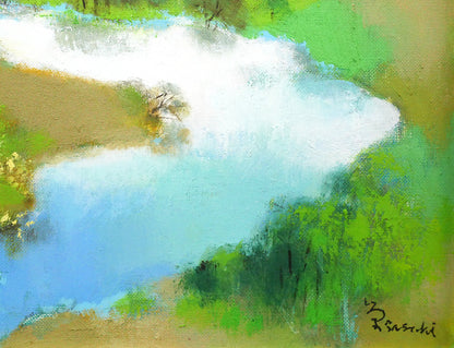 佐々木栄松「釧路湿原（緑）」油絵・F6号　拡大画像5