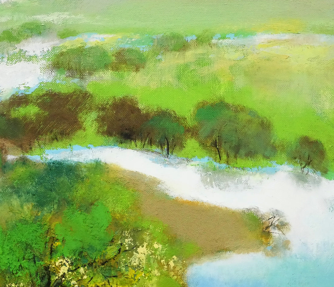 佐々木栄松「釧路湿原（緑）」油絵・F6号 – 小竹美術