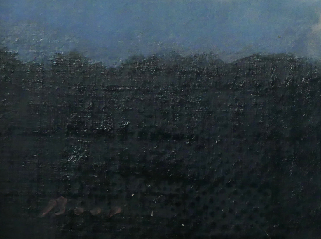 佐々木敏光「夕空」油絵・SM　サイン拡大画像