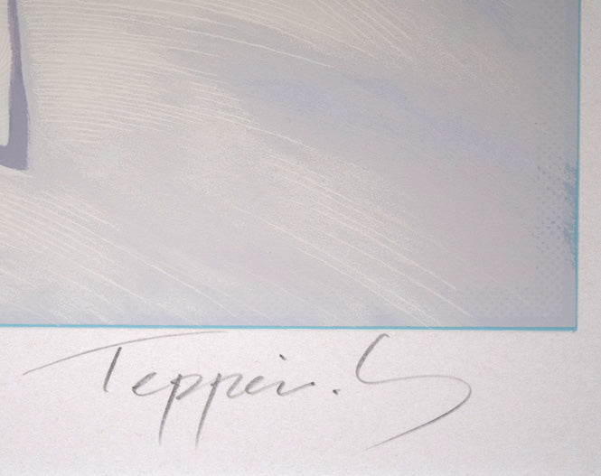 笹倉鉄平「ブレストンコートにて」シルクスクリーン版画　本人直筆鉛筆サイン拡大画像