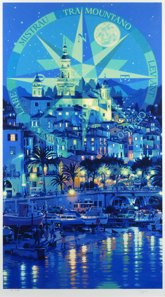 笹倉鉄平「マントン（Menton）」シルクスクリーン版画　作品全体画像