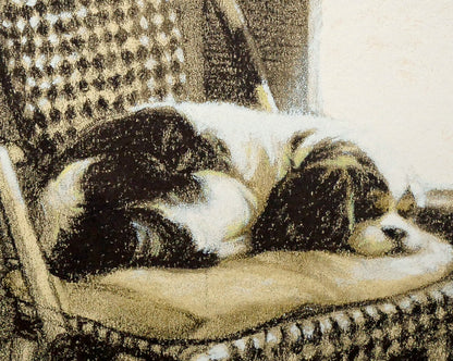 笹倉鉄平「うたた寝」リトグラフ+シルクスクリーン版画　拡大画像3（犬）