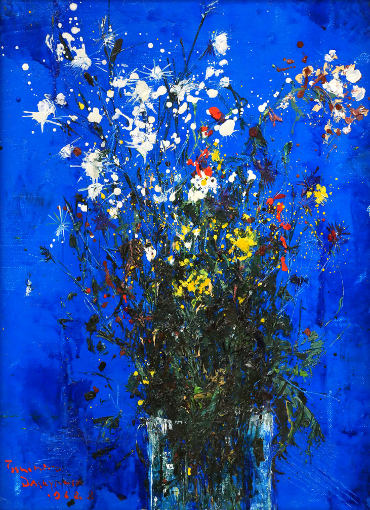 笹山峻弘[俊弘]「初秋の花」油絵・F4号　作品全体画像