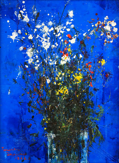 笹山峻弘[俊弘]「初秋の花」油絵・F4号　作品全体画像